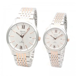 Alexandre Christie AC 8585 Silver Rosegold White Couple
